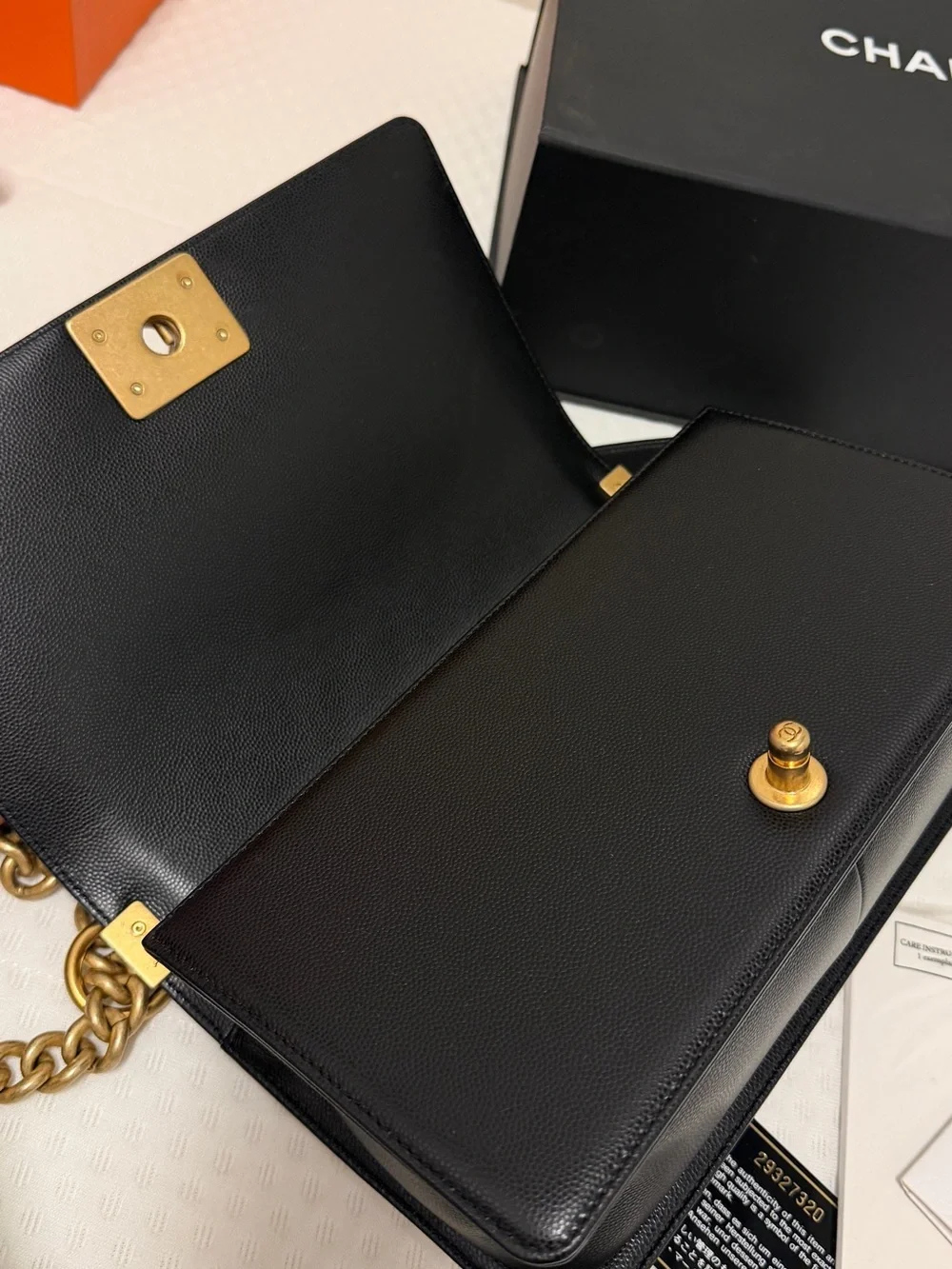 CHANEL Black Quilted Boy Shoulder Bag with Gold Hardware